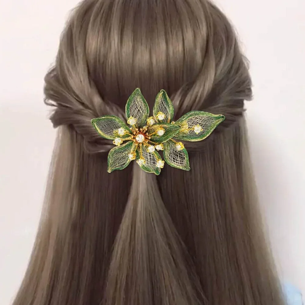 Flower Bridal Hair Clip Rhinestone Wedding Hair Piece Crystal Evening Accessory